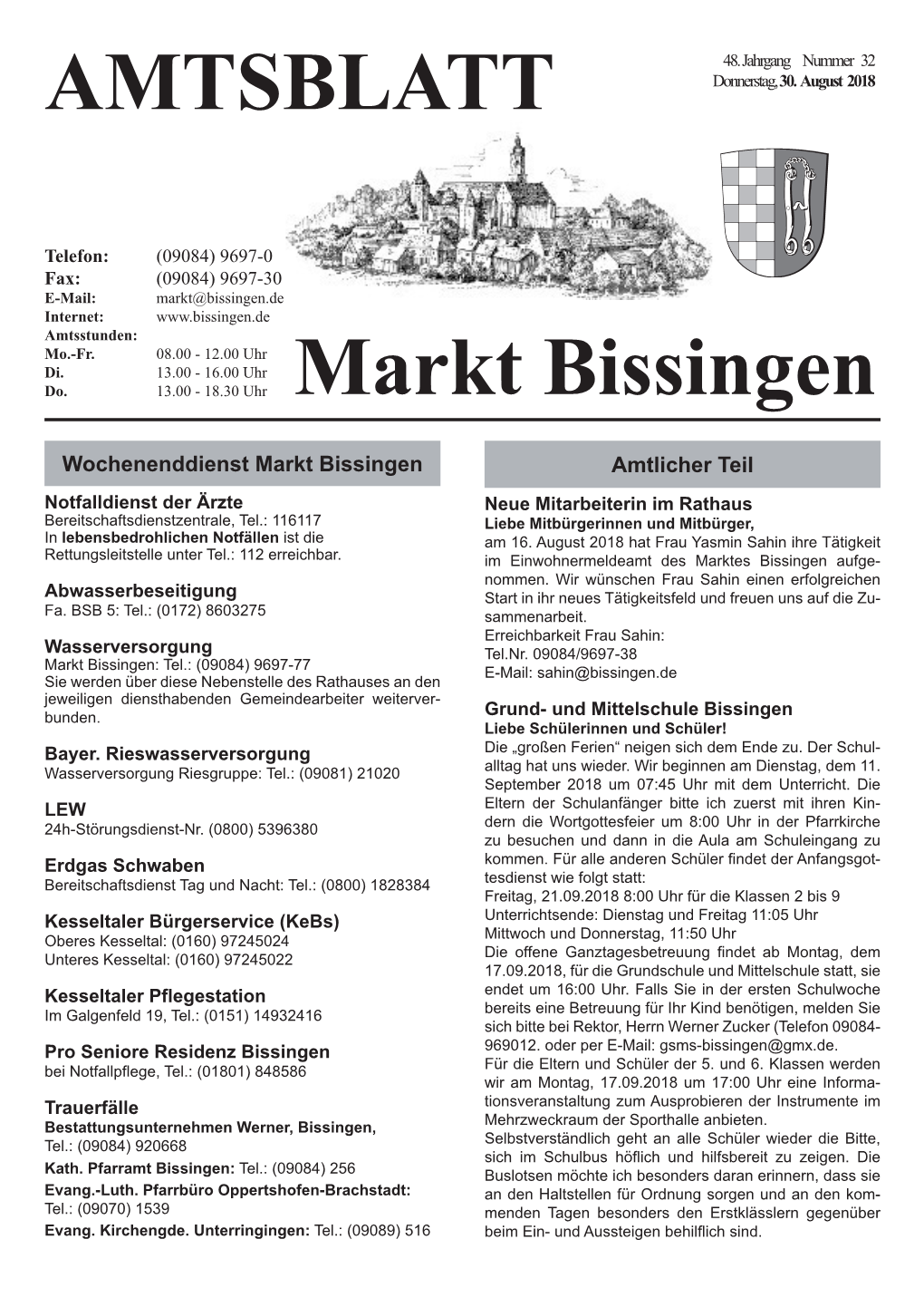 AMTSBLATT Markt Bissingen