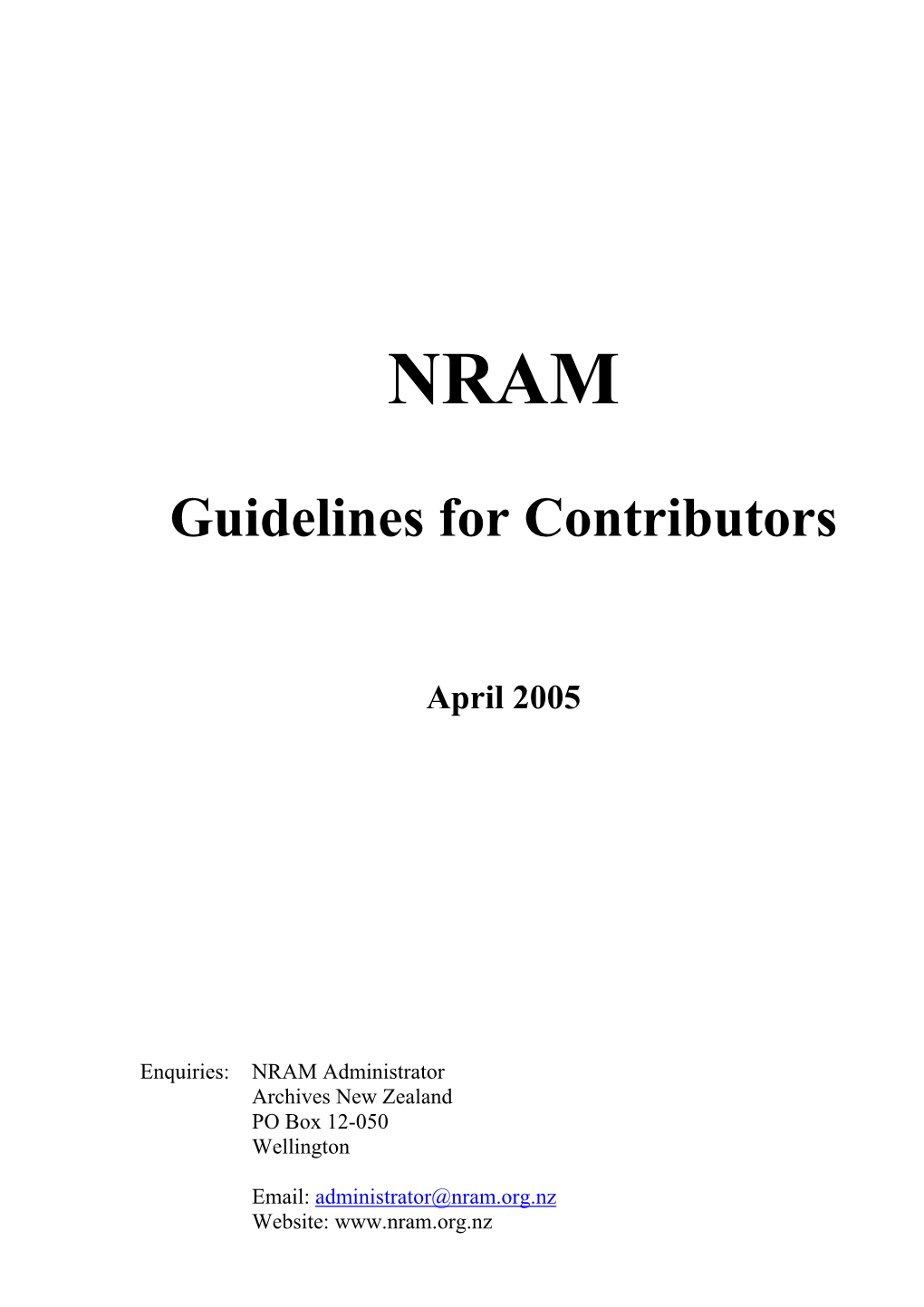 Guidelines for Contributors