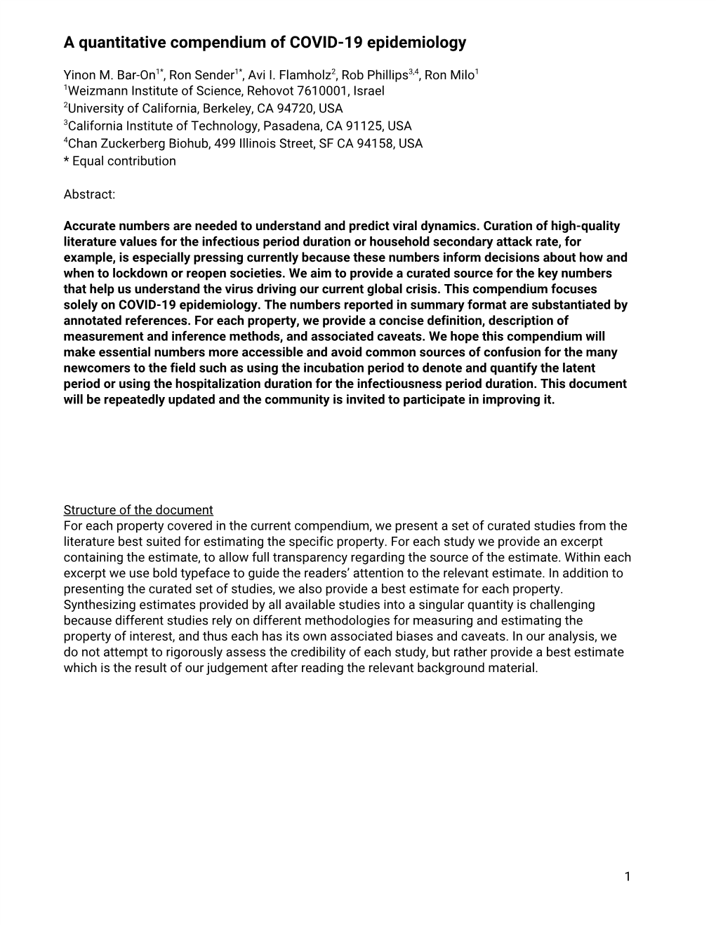 A Quantitative Compendium of COVID-19 Epidemiology