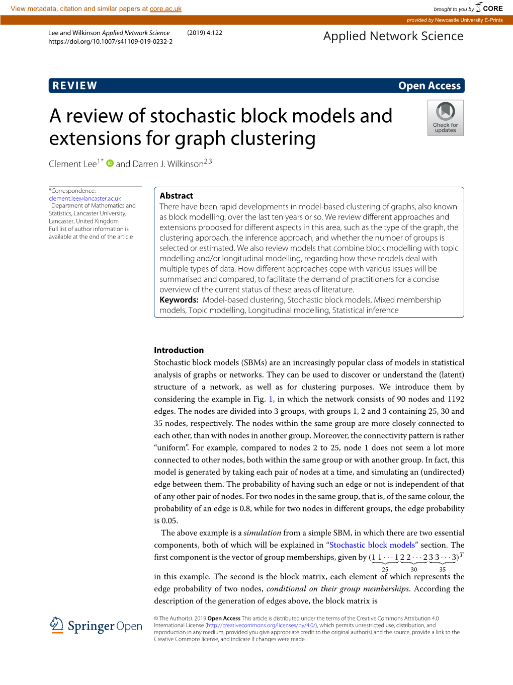 A Review of Stochastic Block Models and Extensions for Graph Clustering