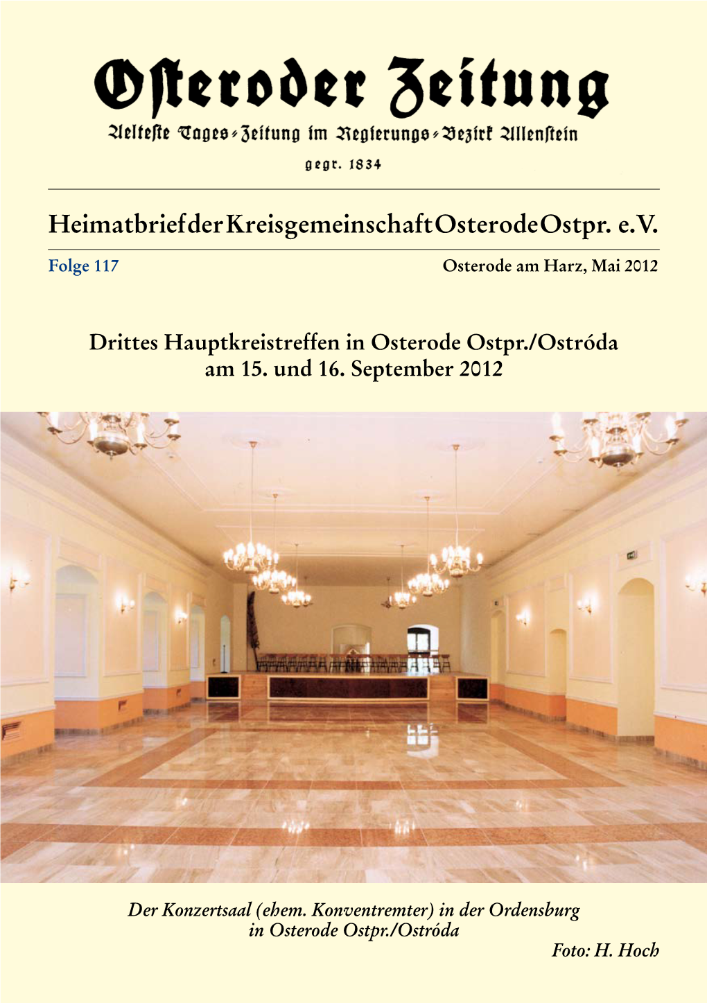 Heimatbrief Der Kreisgemeinschaft Osterode Ostpr. E.V