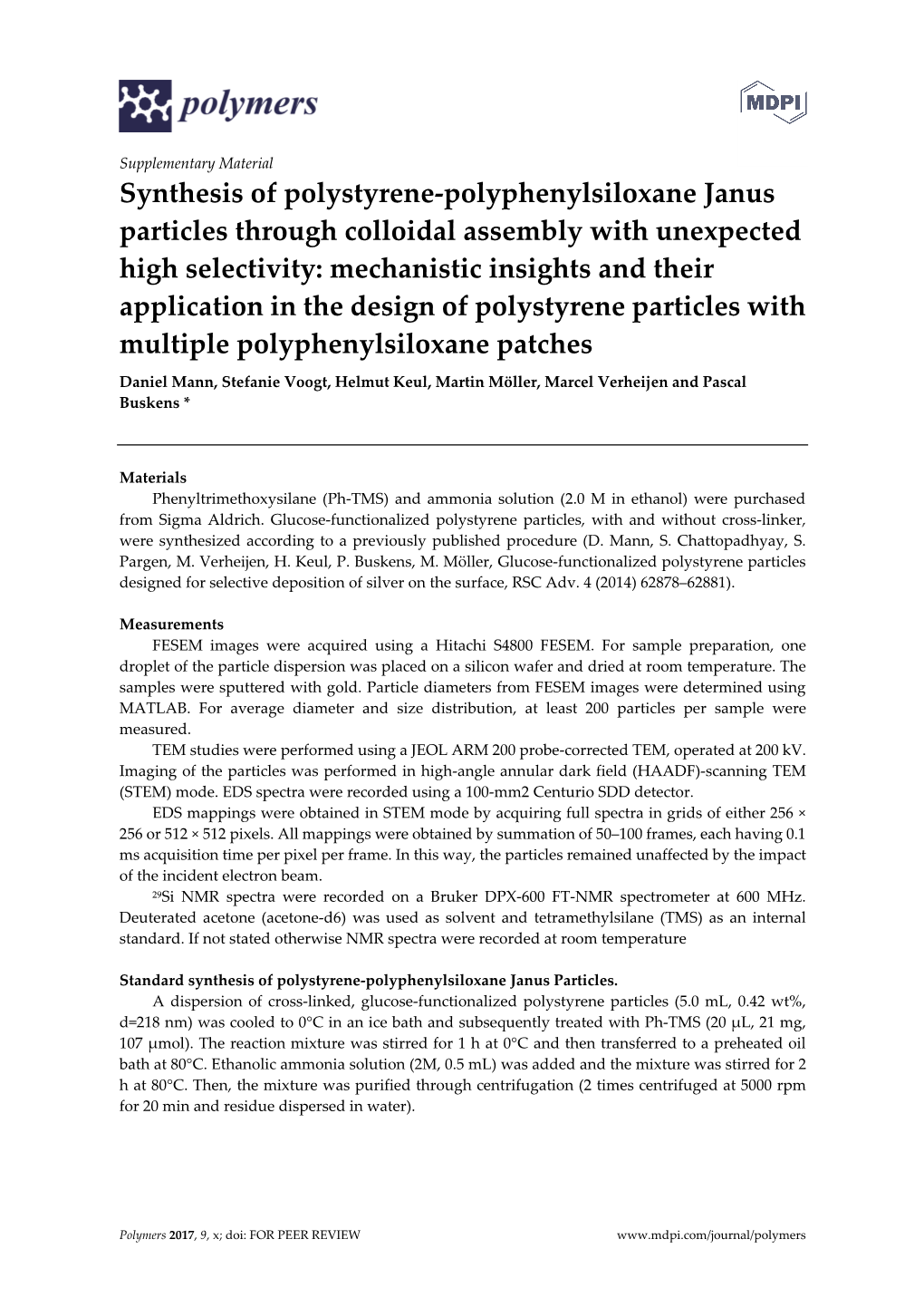 Synthesis of Polystyrene-Polyphenylsiloxane Janus Particles Through Colloidal Assembly with Unexpected High Selectivity