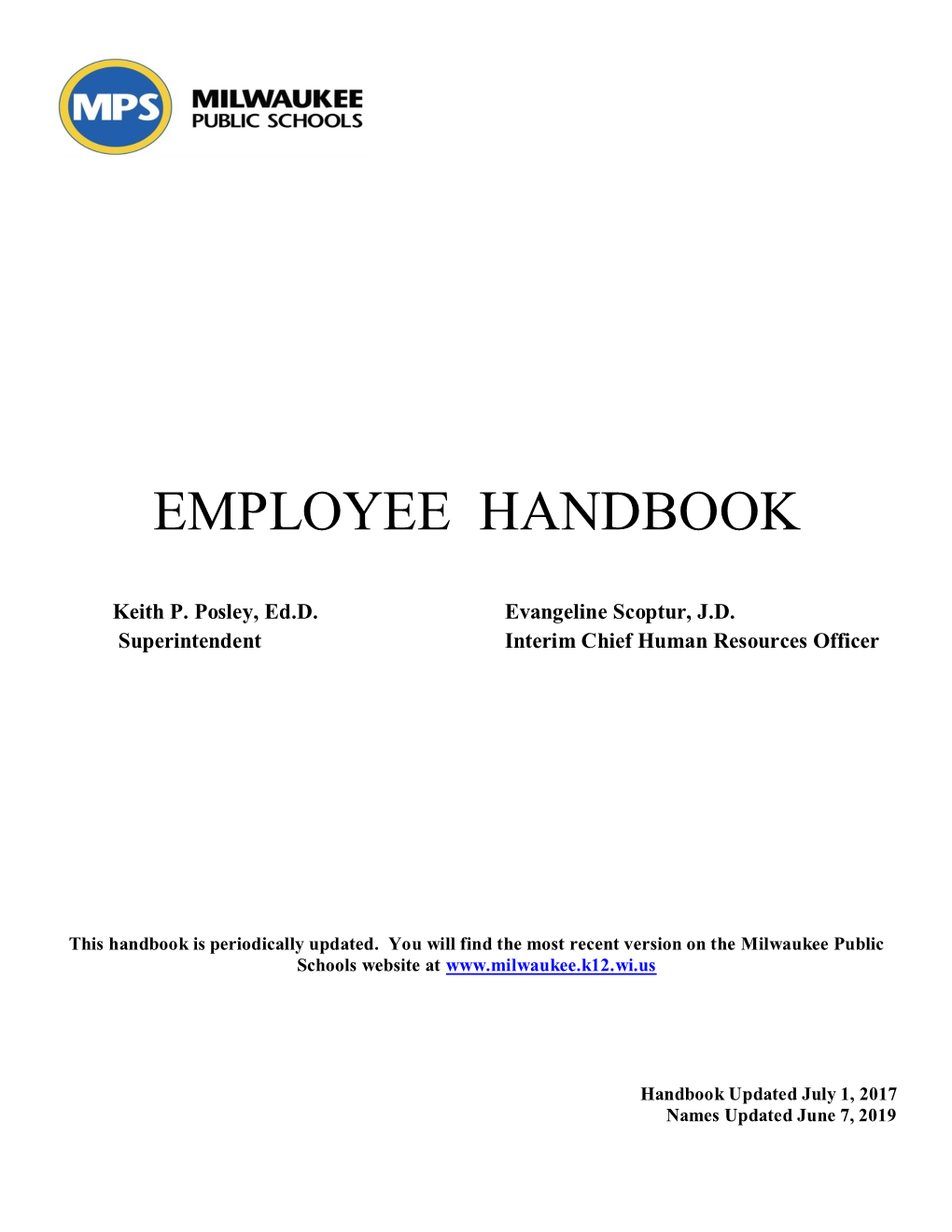 Employee Handbook (Updated July 1, 2017)