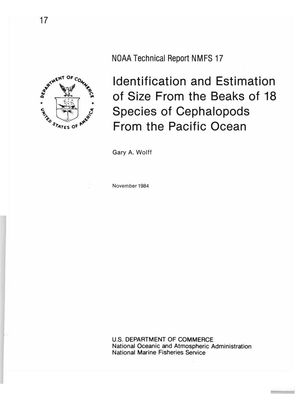 Identification and Estimation of Size from the Beaks of 18 Species of Cephalopods from the Pacific Ocean