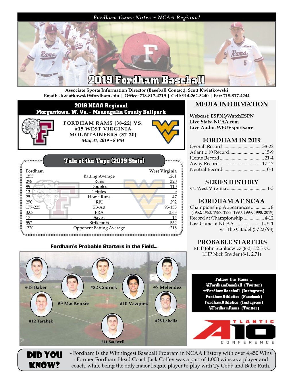 2019 Fordham Baseball