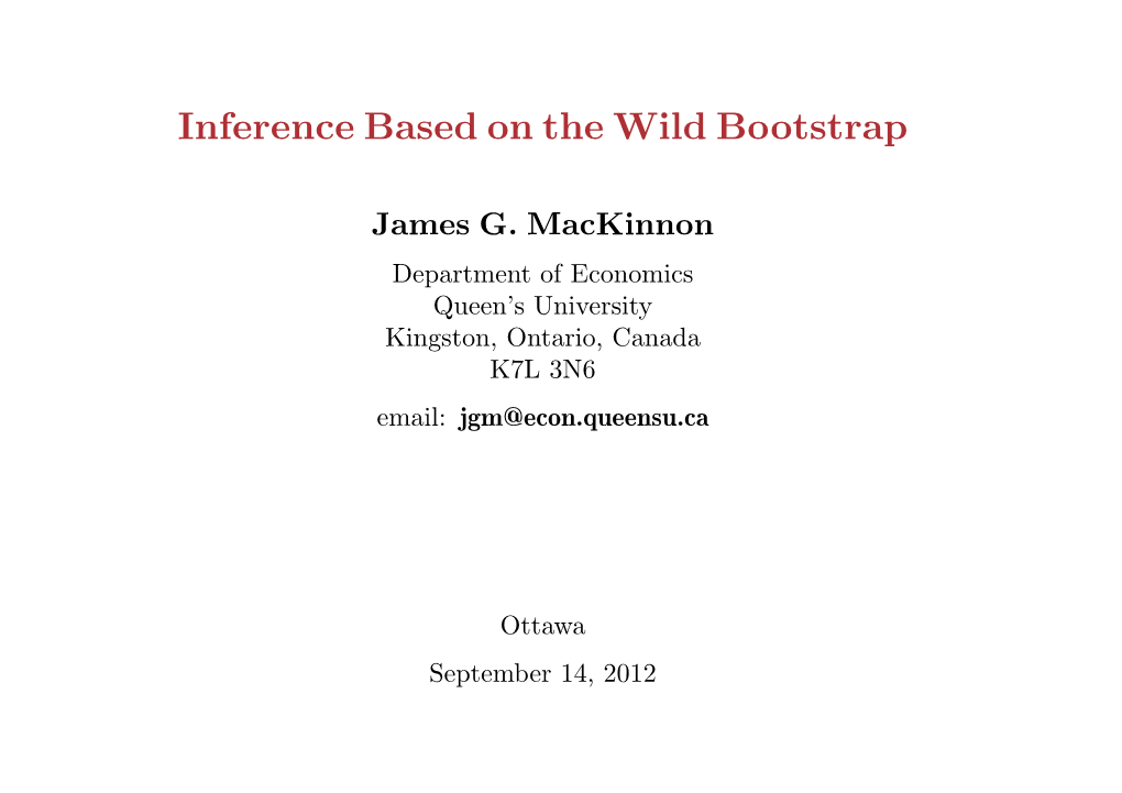 Inference Based on the Wild Bootstrap