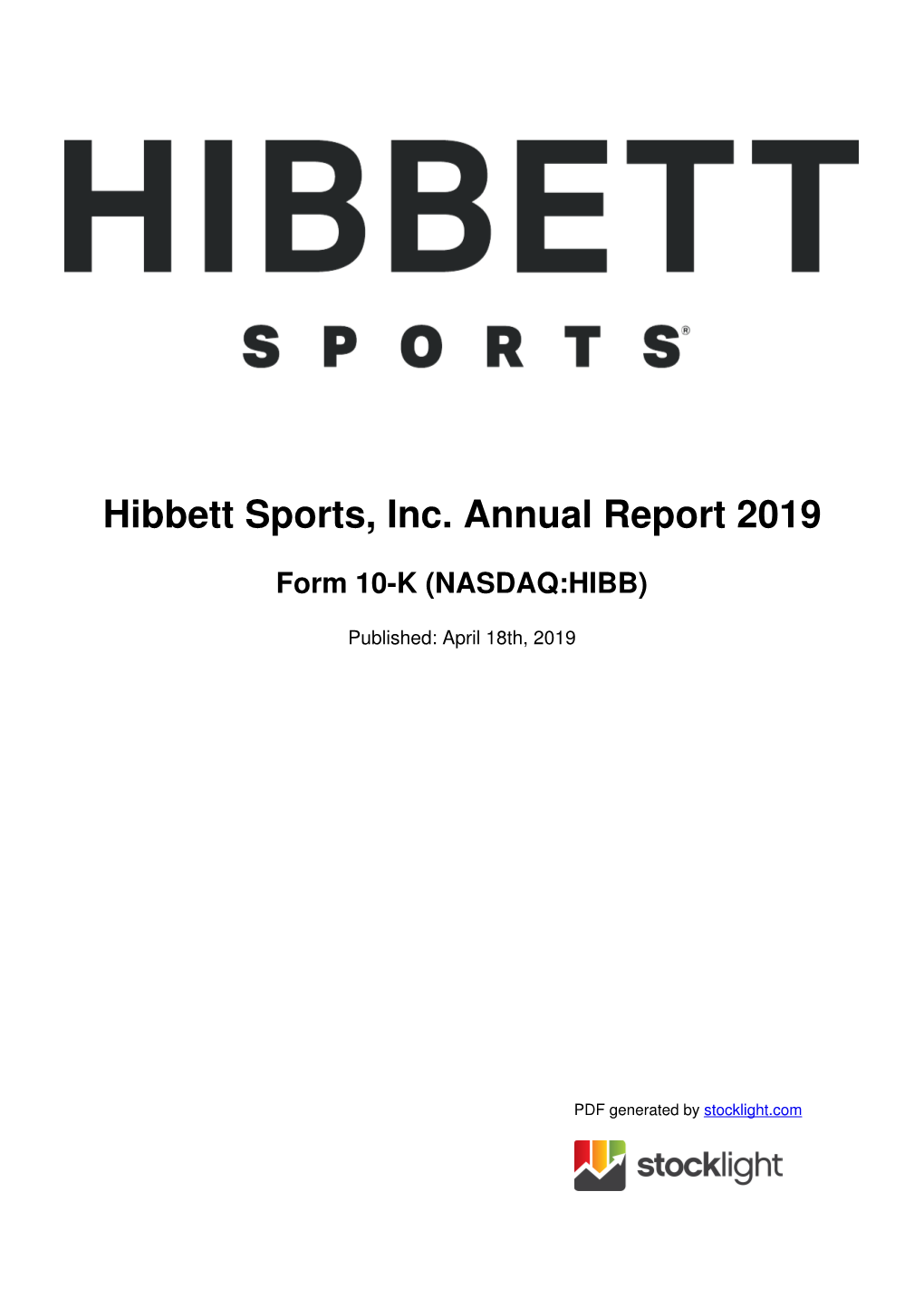 Hibbett Sports, Inc. Annual Report 2019 Form 10-K (NASDAQ:HIBB)