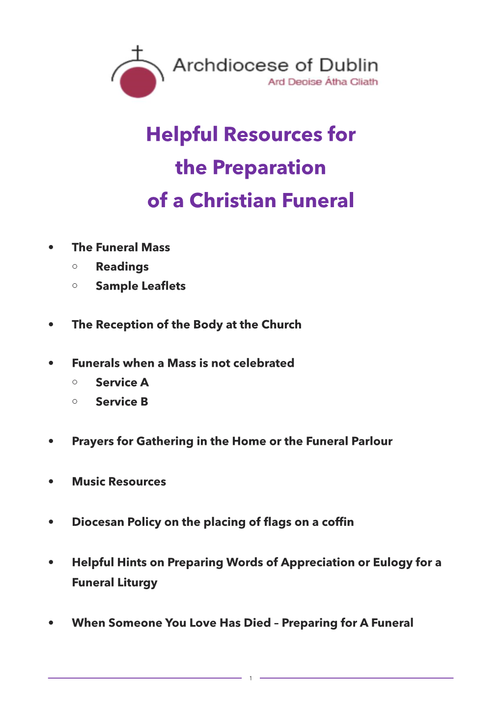 Helpful Resources for the Preparation of a Christian Funeral