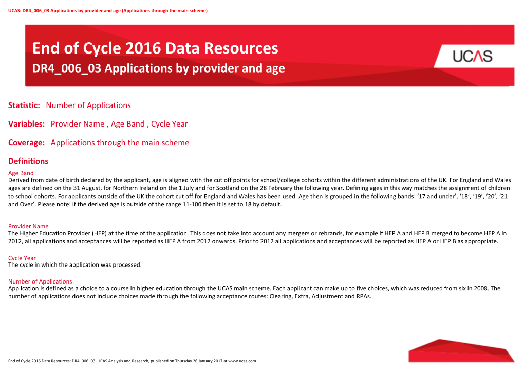 End of Cycle 2016 Data Resources DR4 006 03 Applications by Provider and Age