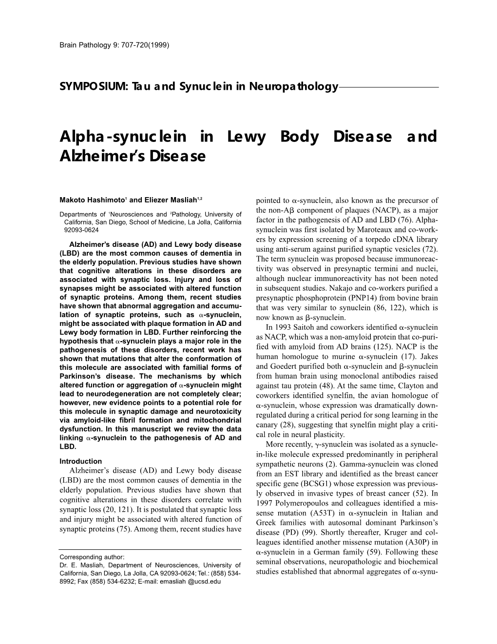 Alpha-Synuclein in Lewy Body Disease and Alzheimer's