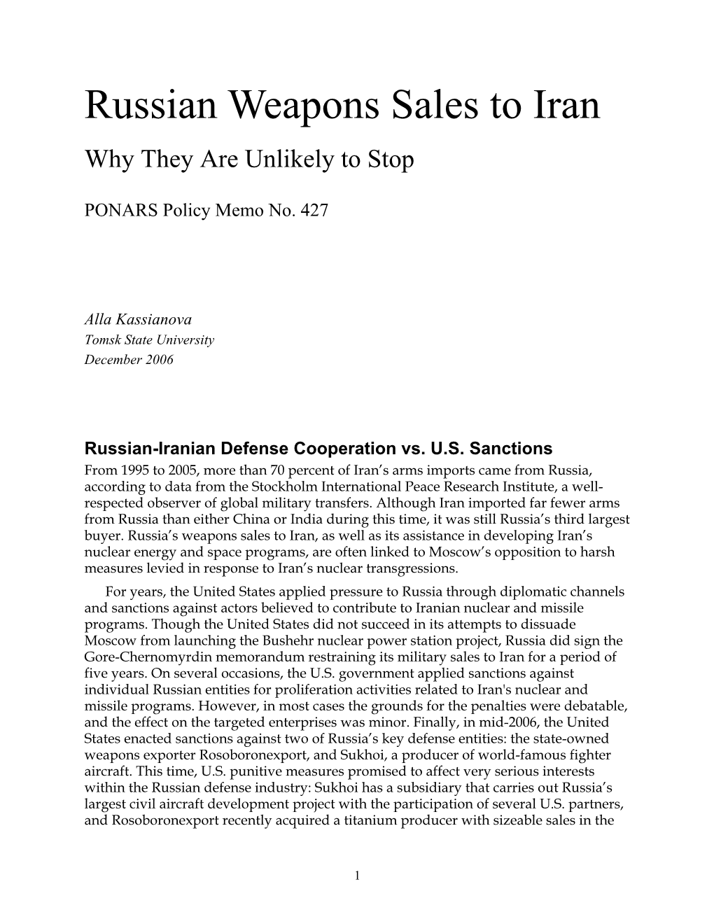 Russian Weapons Sales to Iran Why They Are Unlikely to Stop