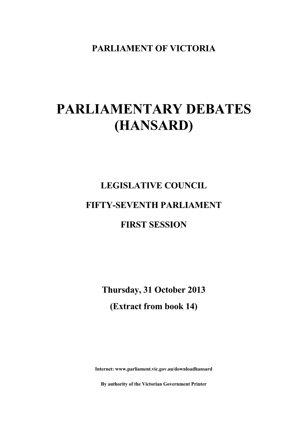 Parliamentary Debates (Hansard)