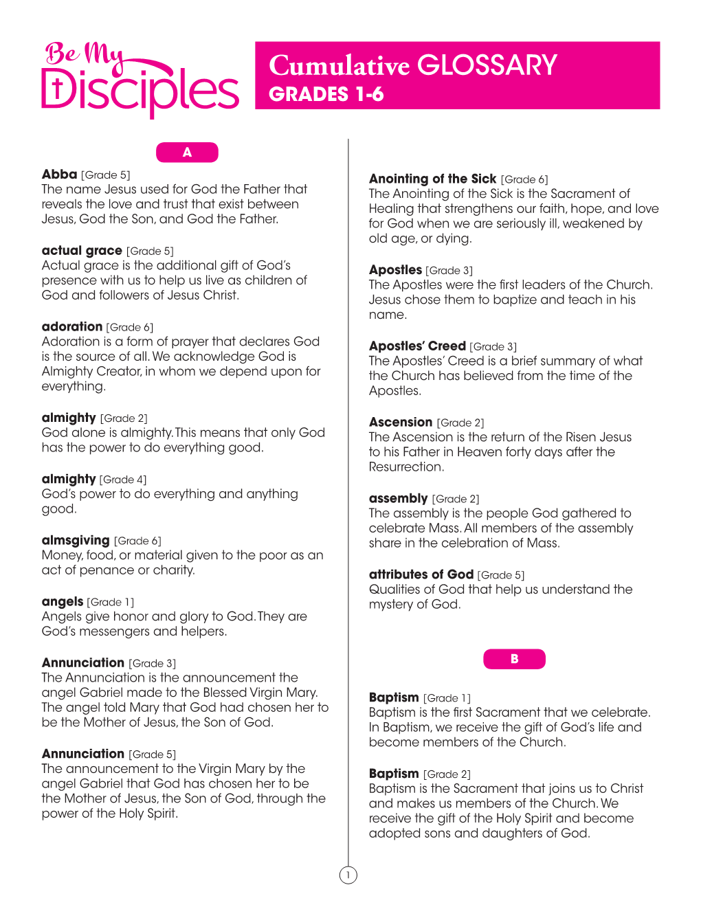 Cumulative GLOSSARY GRADES 1-6