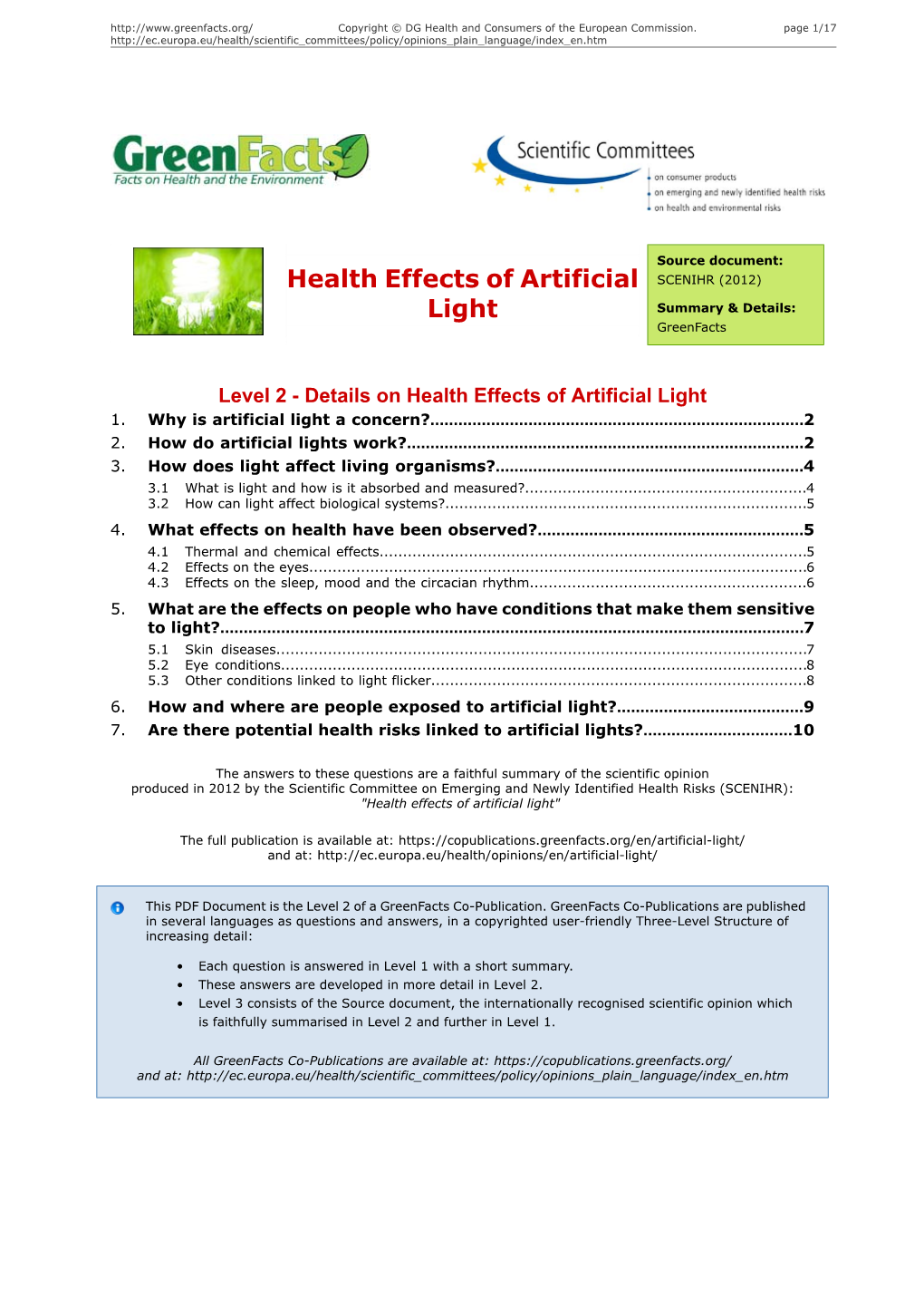 Health Effects of Artificial Light 1