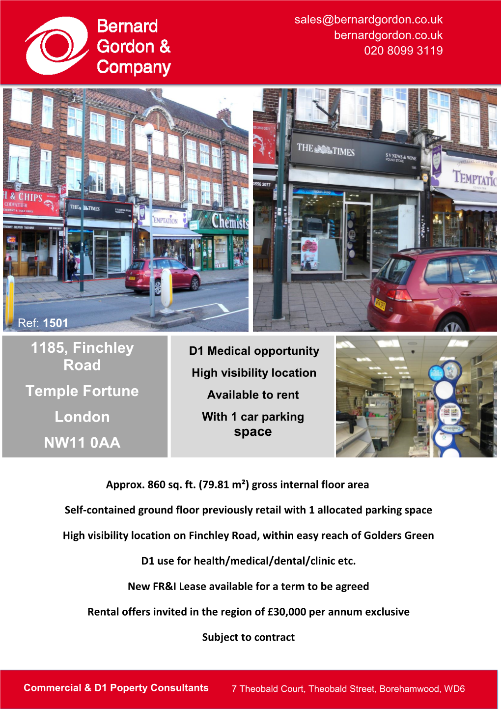 1185, Finchley Road Temple Fortune London NW11