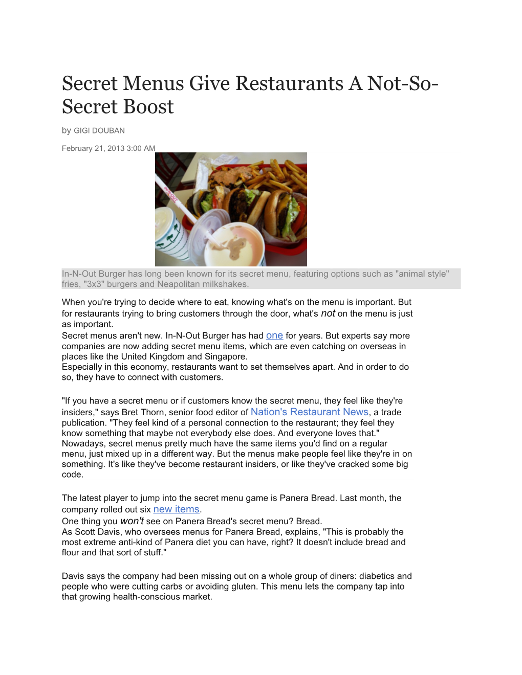 Secret Menus Give Restaurants a Not-So-Secret Boost