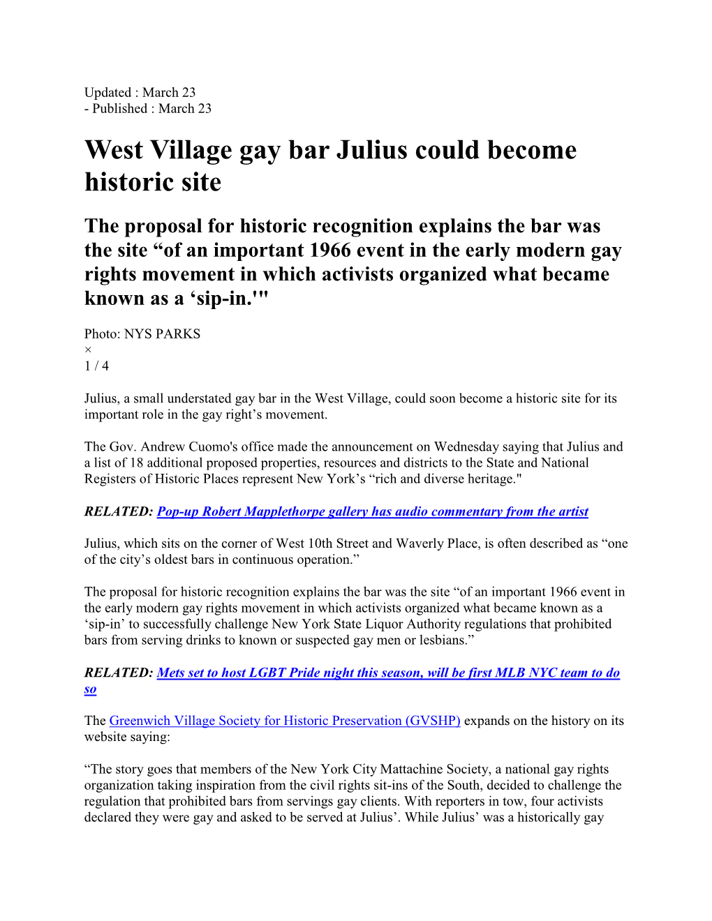 West Village Gay Bar Julius Could Become Historic Site