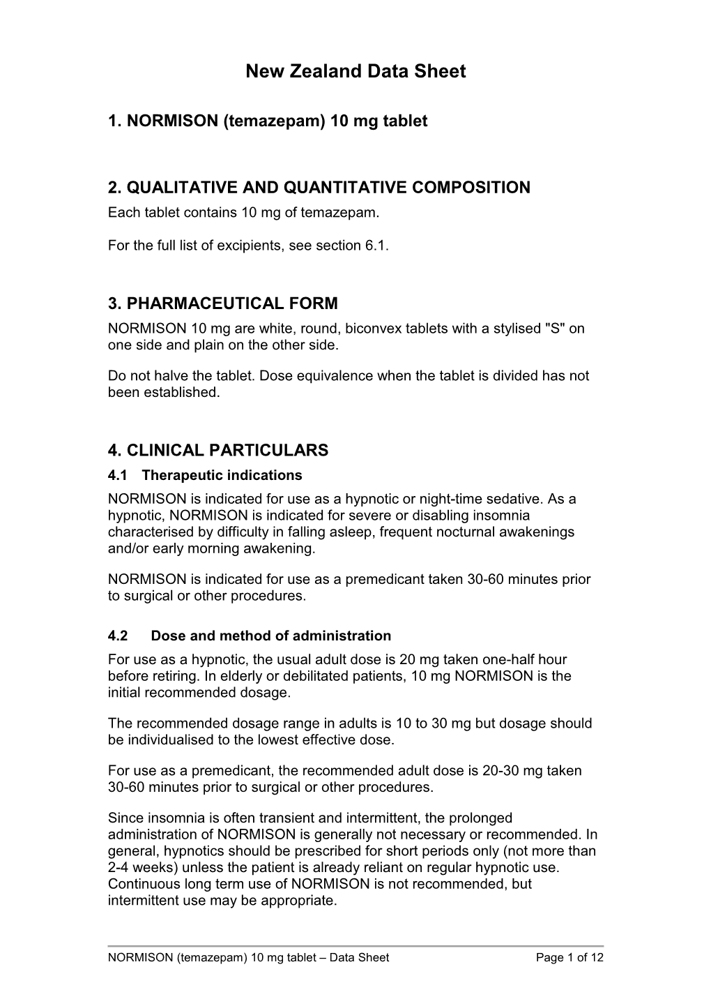 New Zealand Data Sheet