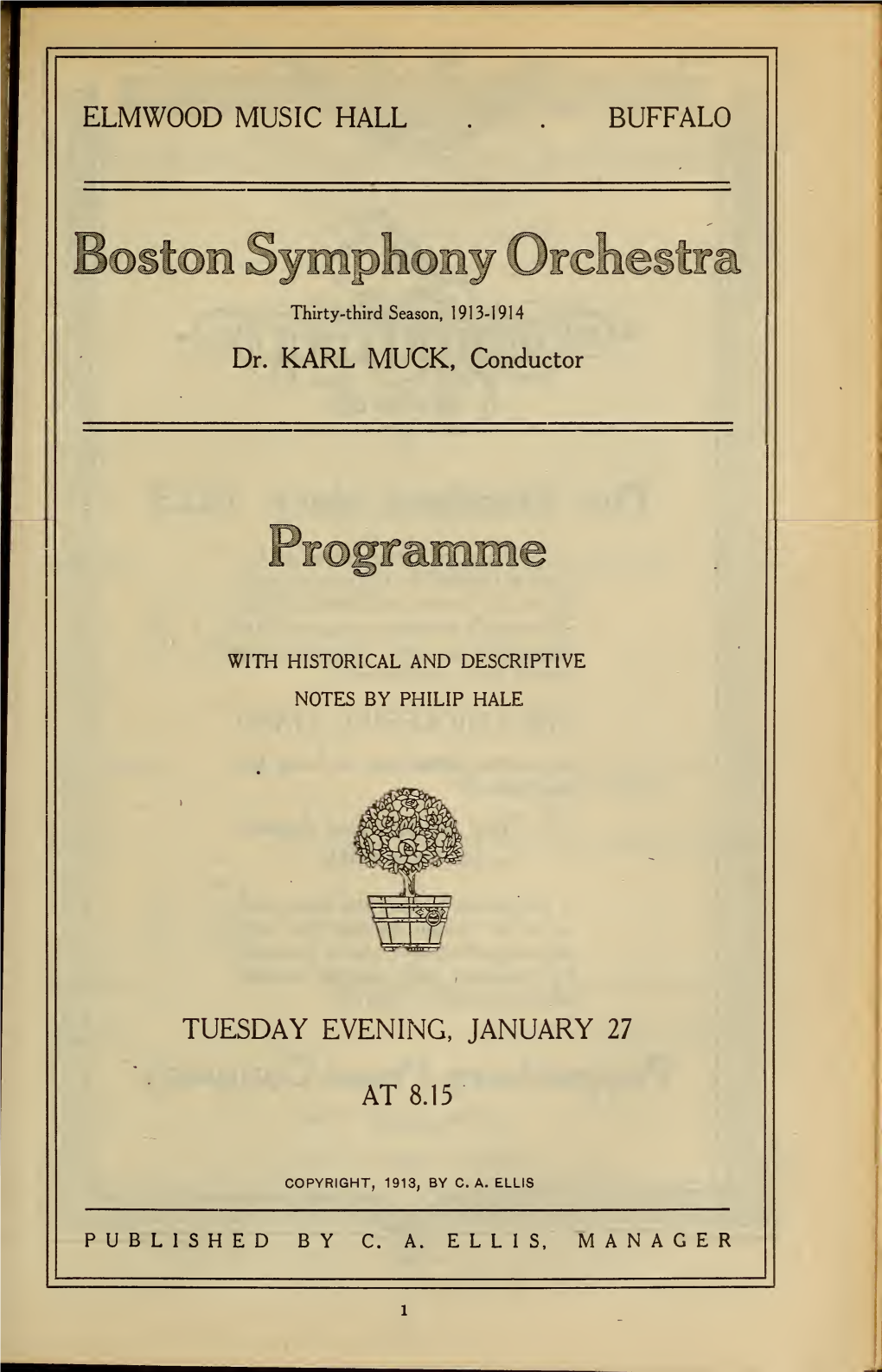 Boston Symphony Orchestra Concert Programs, Season 33,1913