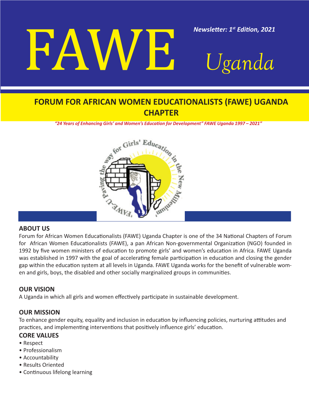 FAWE Uganda Newsletter 1St Edition