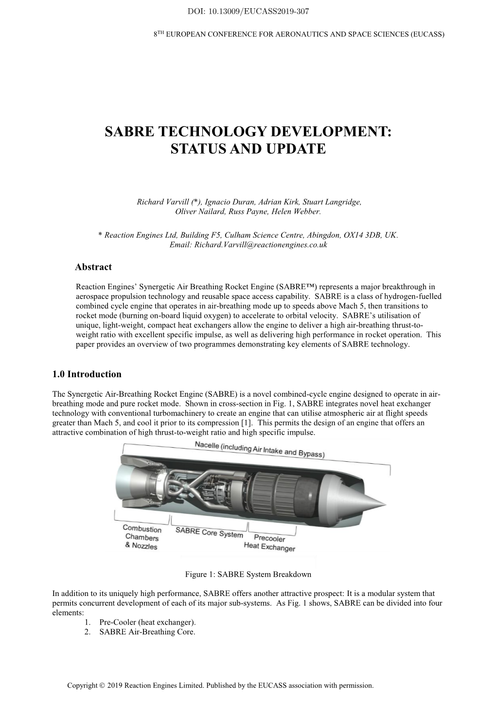 Sabre Technology Development: Status and Update