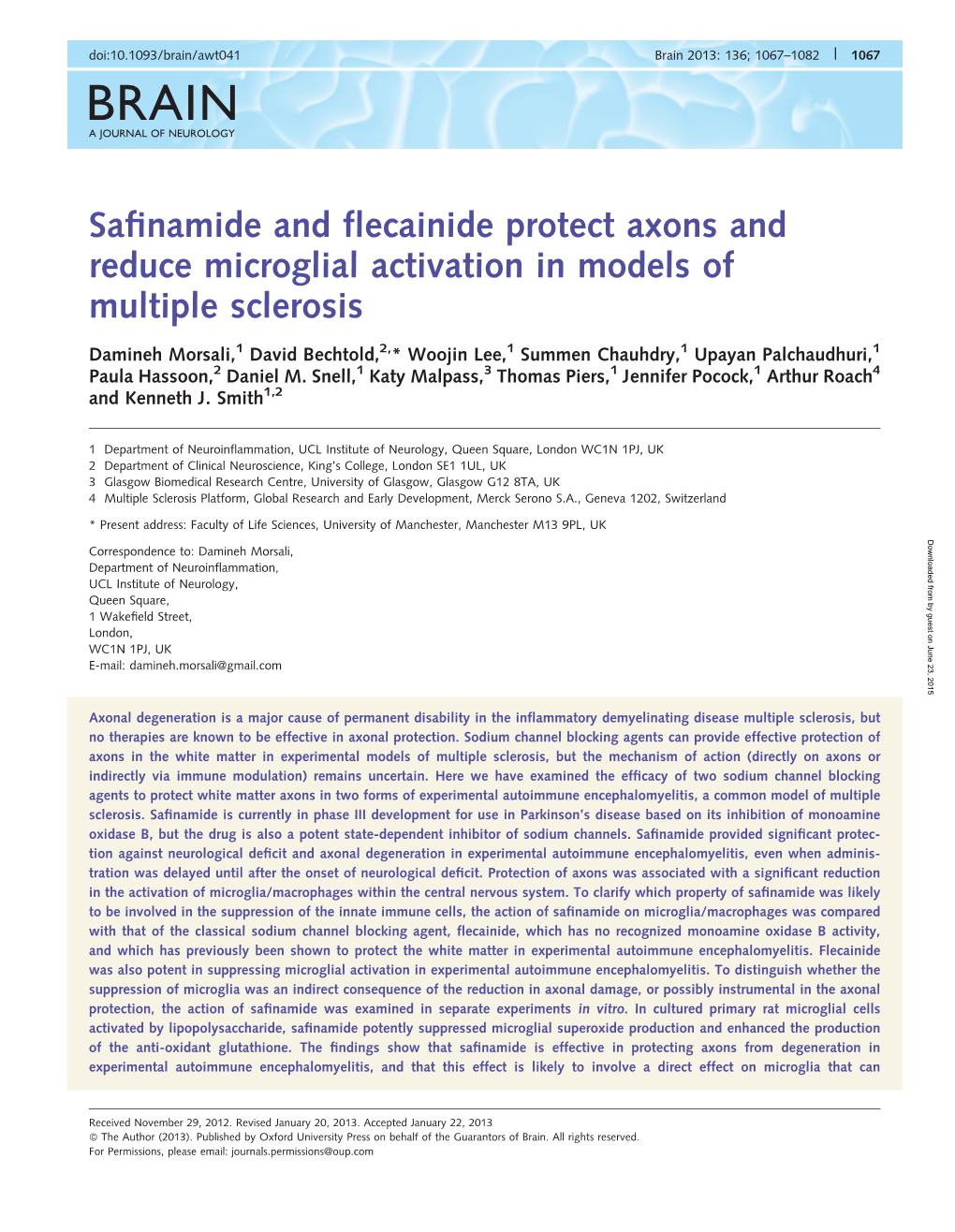 Safinamide and Flecainide Protect Axons And