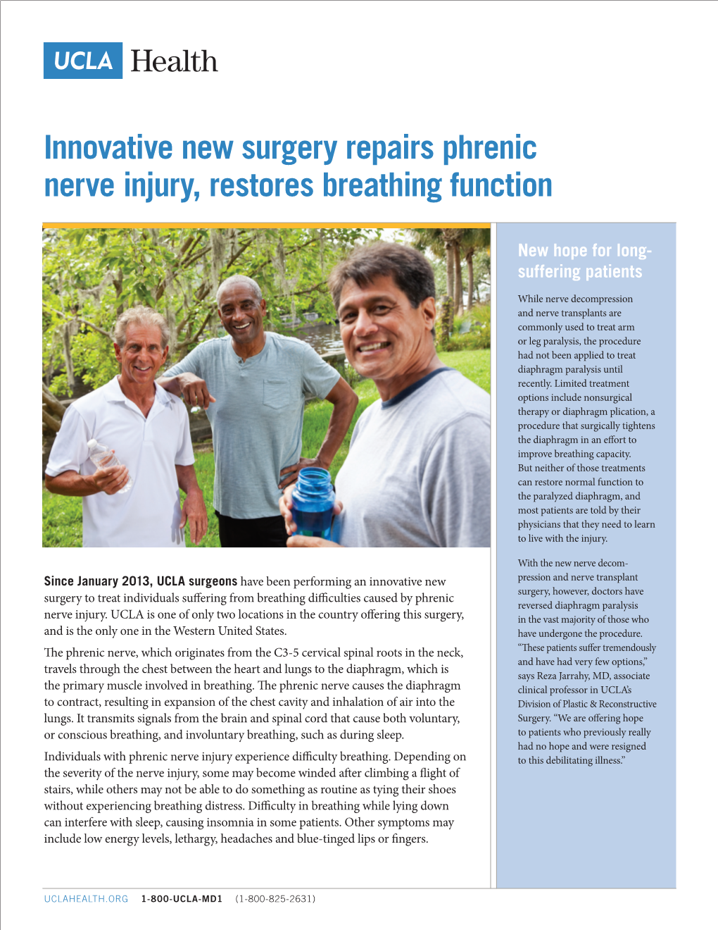 Innovative New Surgery Repairs Phrenic Nerve Injury, Restores Breathing Function