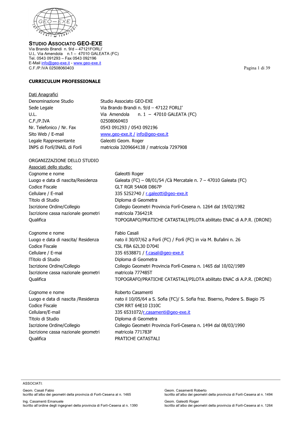 1 Studio Geo Curriculum 2002-2015 Generale