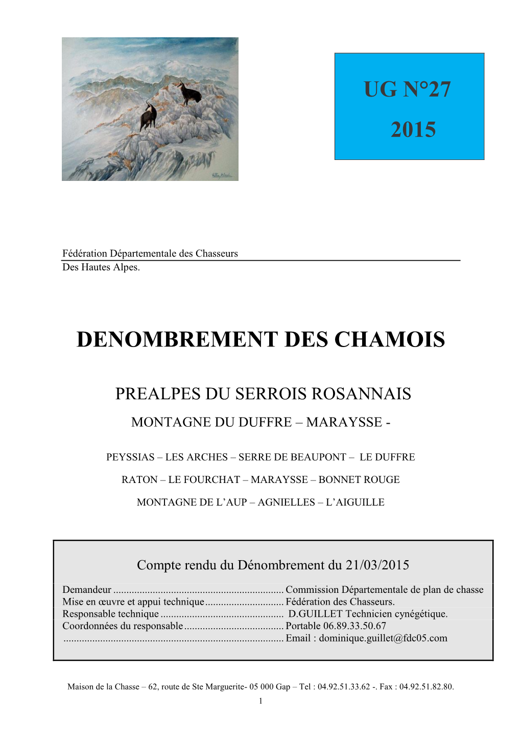 Ug N°27 2015 Denombrement Des Chamois