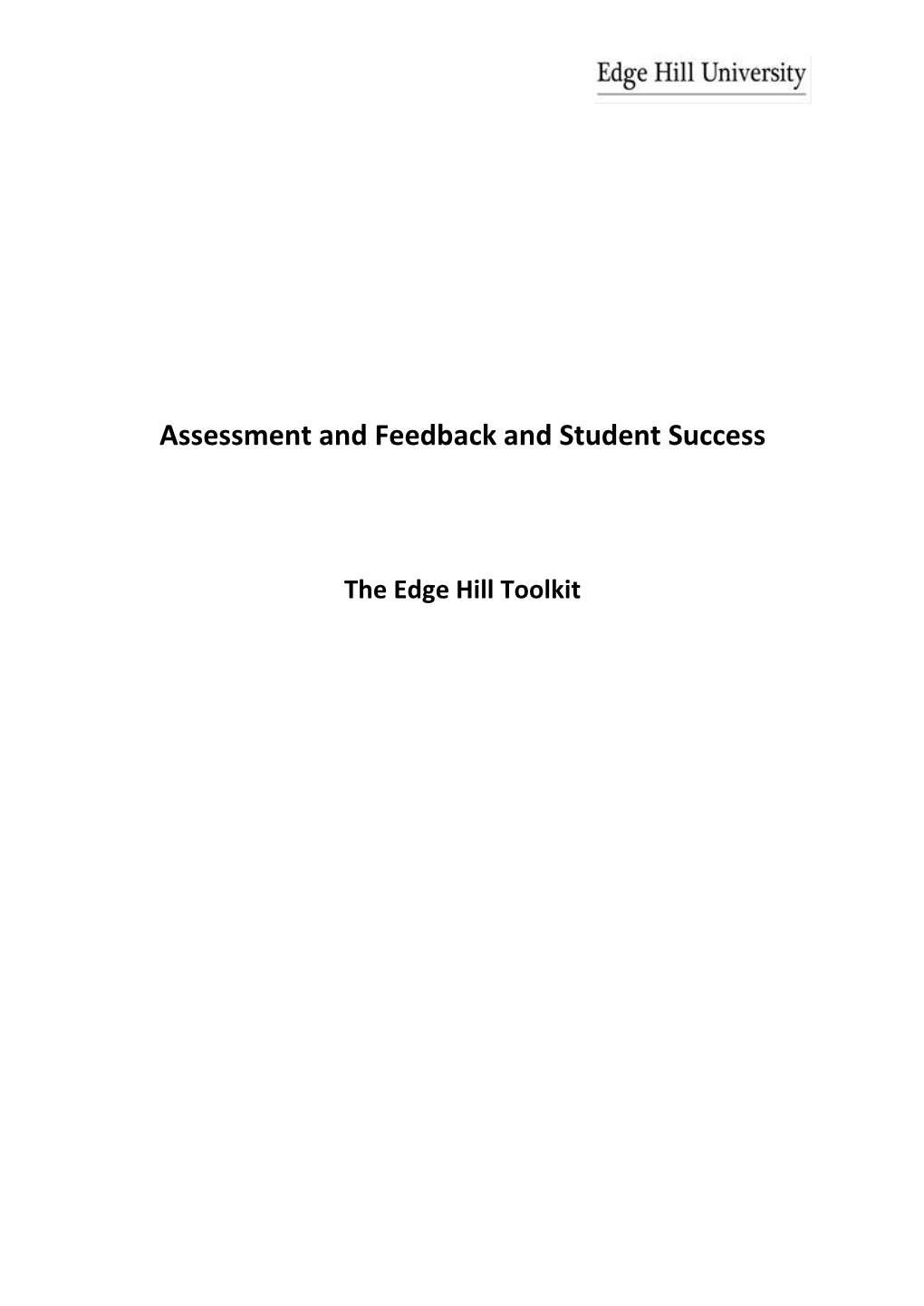 Assessment and Feedback and Student Success