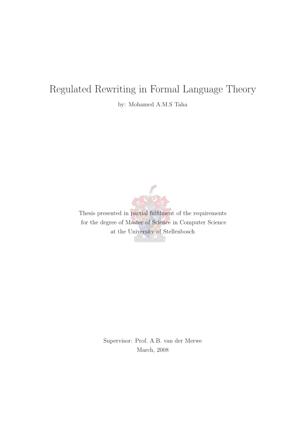 Regulated Rewriting in Formal Language Theory