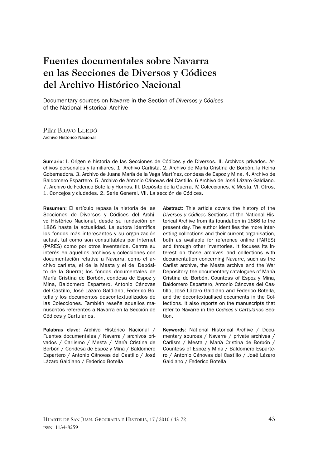 Fuentes Documentales Sobre Navarra En Las Secciones De Diversos Y Códices Del Archivo Histórico Nacional
