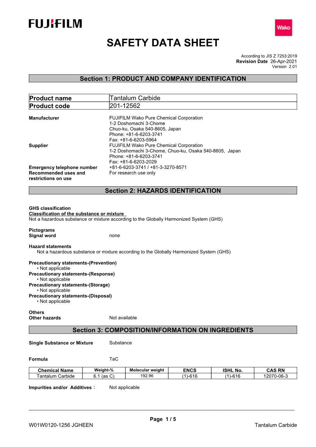 Safety Data Sheet