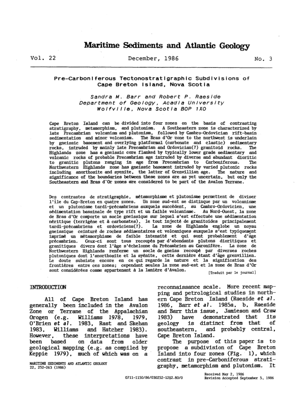 Maritime Sediments and Atlantic Geology