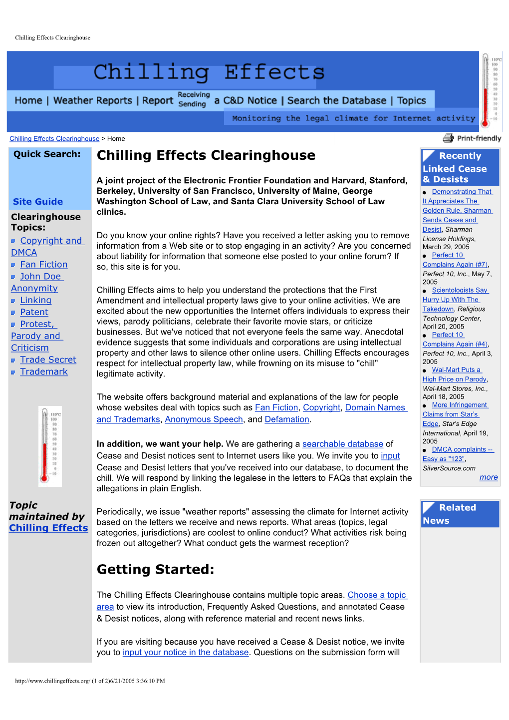 Chilling Effects Clearinghouse Getting Started