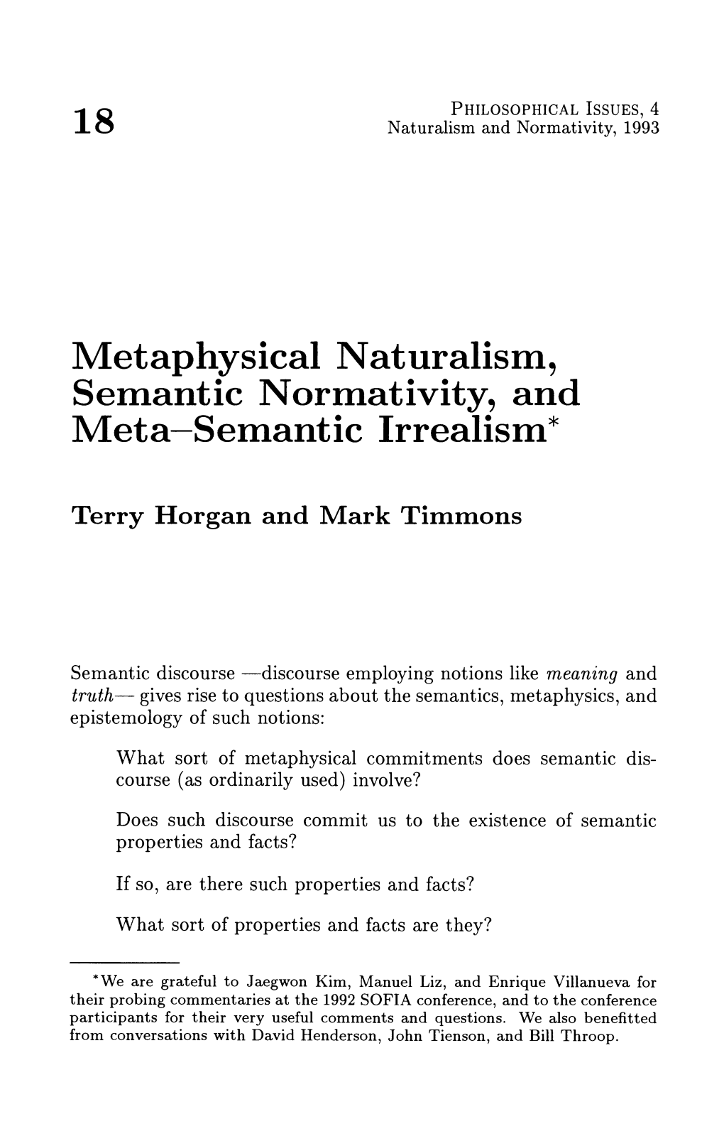 Metaphysical Naturalism, Semantic Normativity, and Meta-Semantic