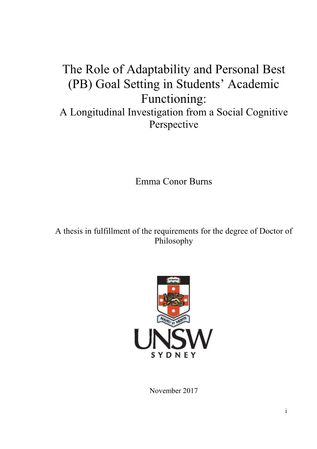 The Role of Adaptability and Personal Best (PB) Goal Setting in Students' Academic Functioning