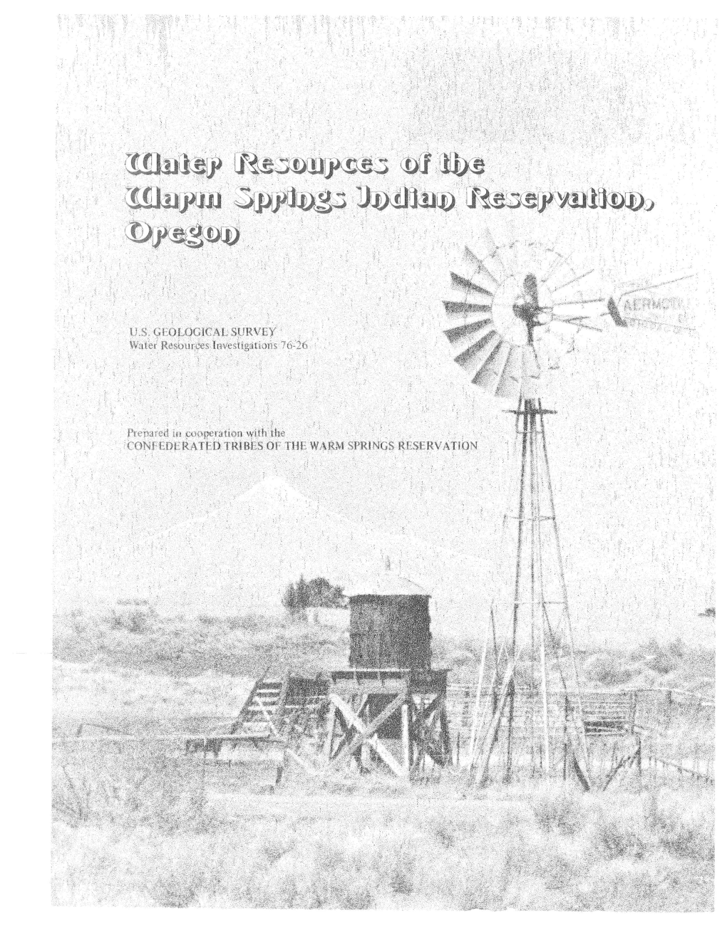 Water Resources of the Warm Springs Indian Reservation, Oregon