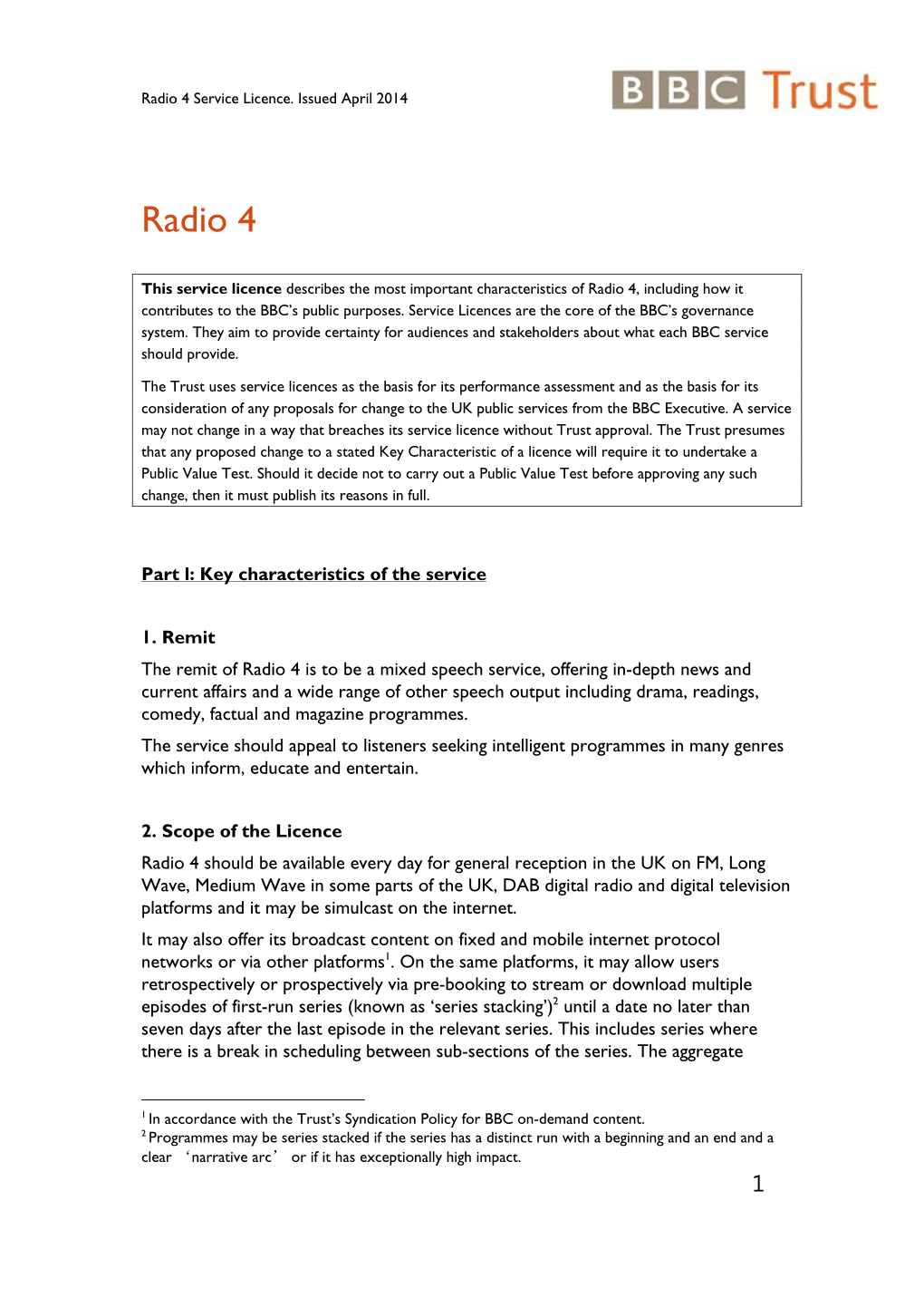 Radio 4 Service Licence