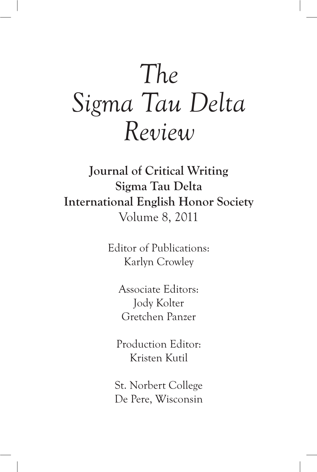 The Sigma Tau Delta Review