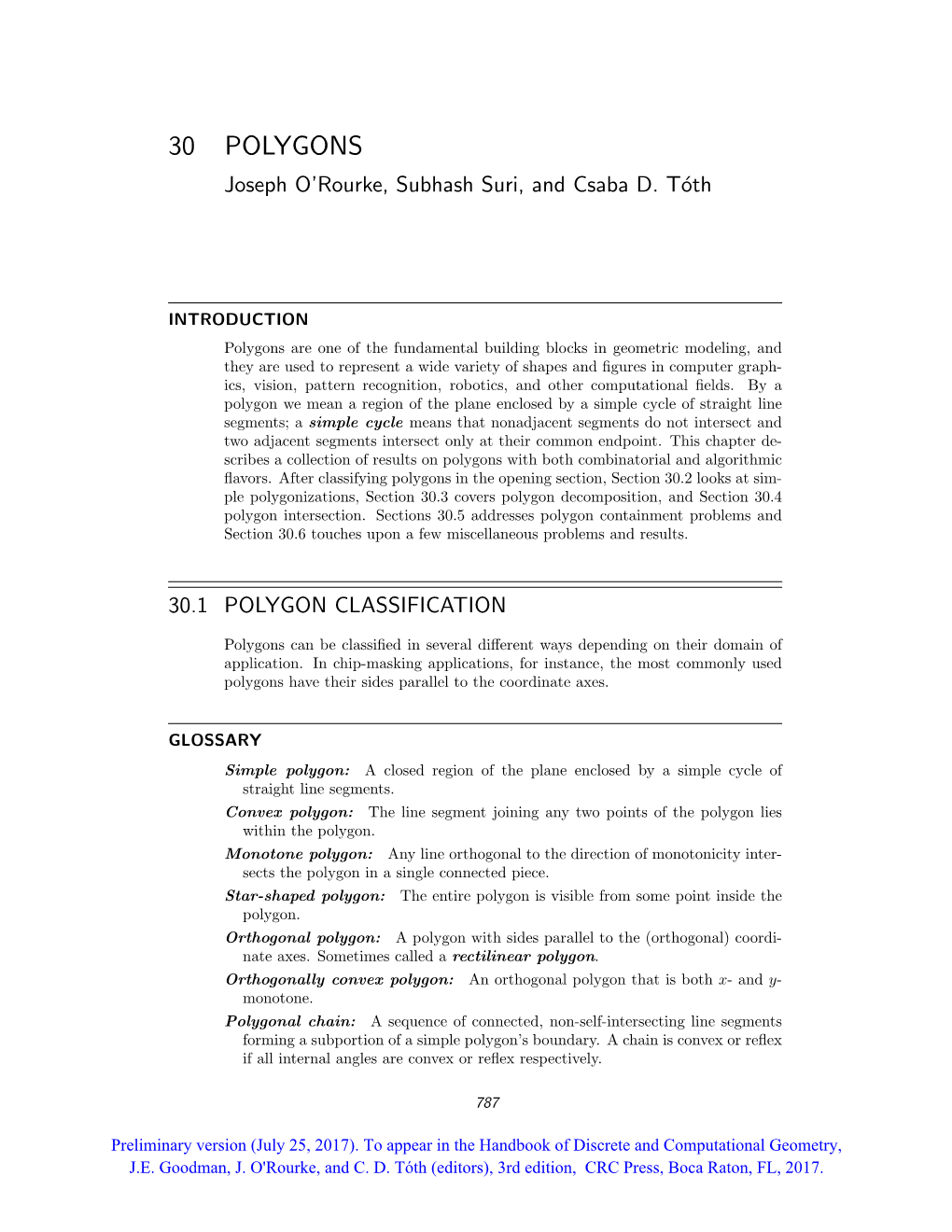 30 POLYGONS Joseph O’Rourke, Subhash Suri, and Csaba D