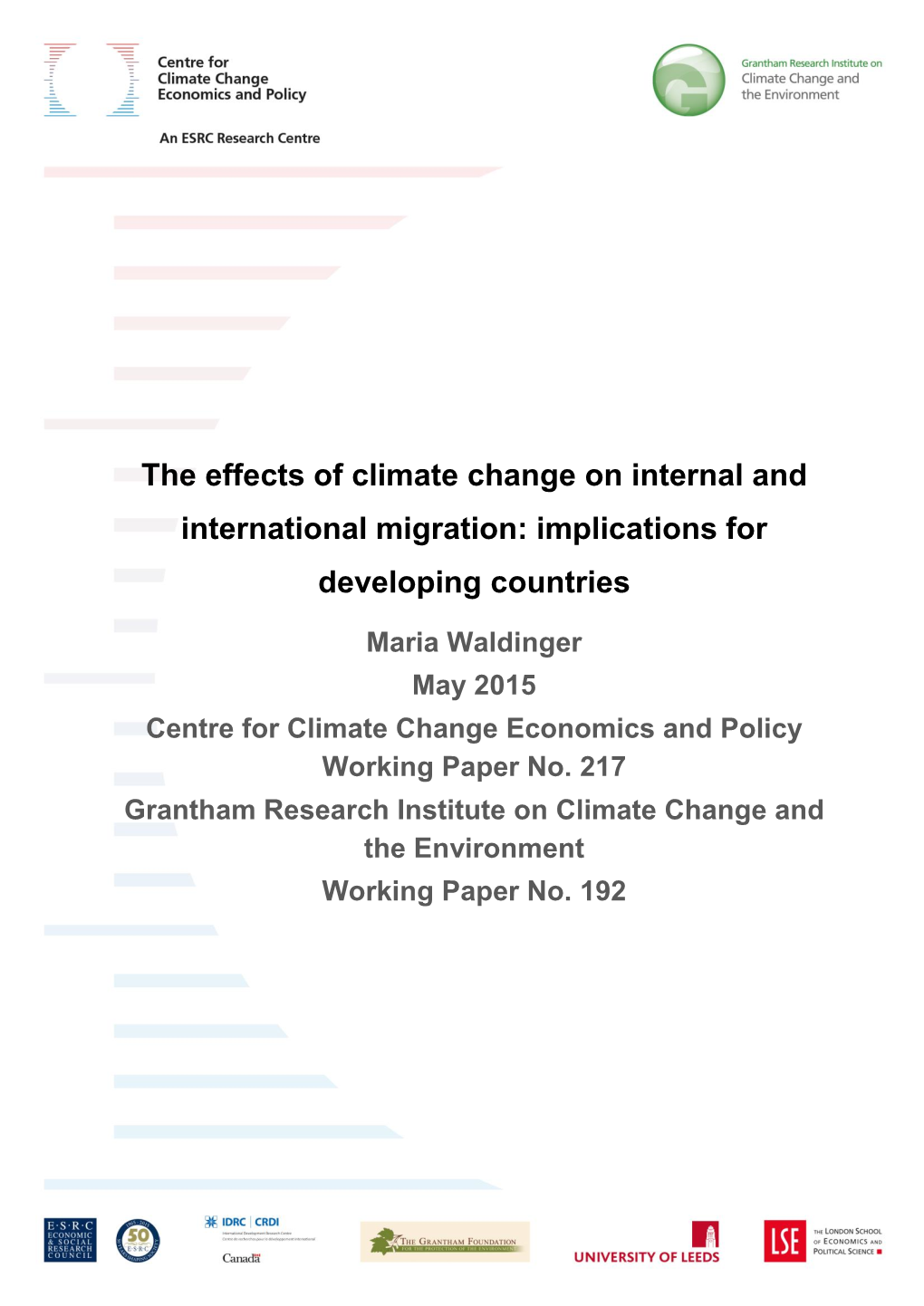 The Effects of Climate Change on Internal and International Migration: Implications for Developing Countries