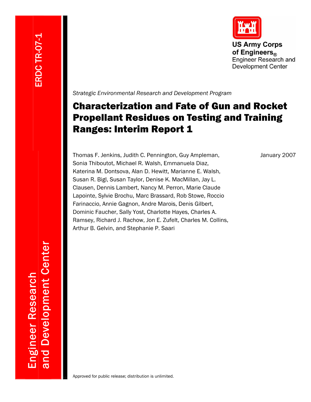 ERDC TR-07-1, Characterization and Fate of Gun and Rocket Propellant