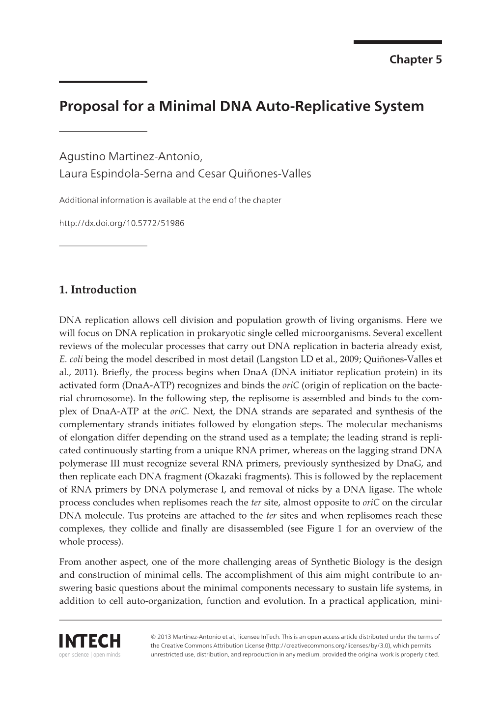 Proposal for a Minimal DNA Auto-Replicative System