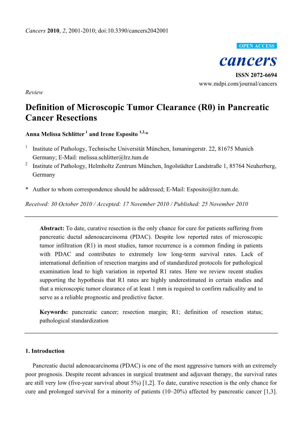 (R0) in Pancreatic Cancer Resections