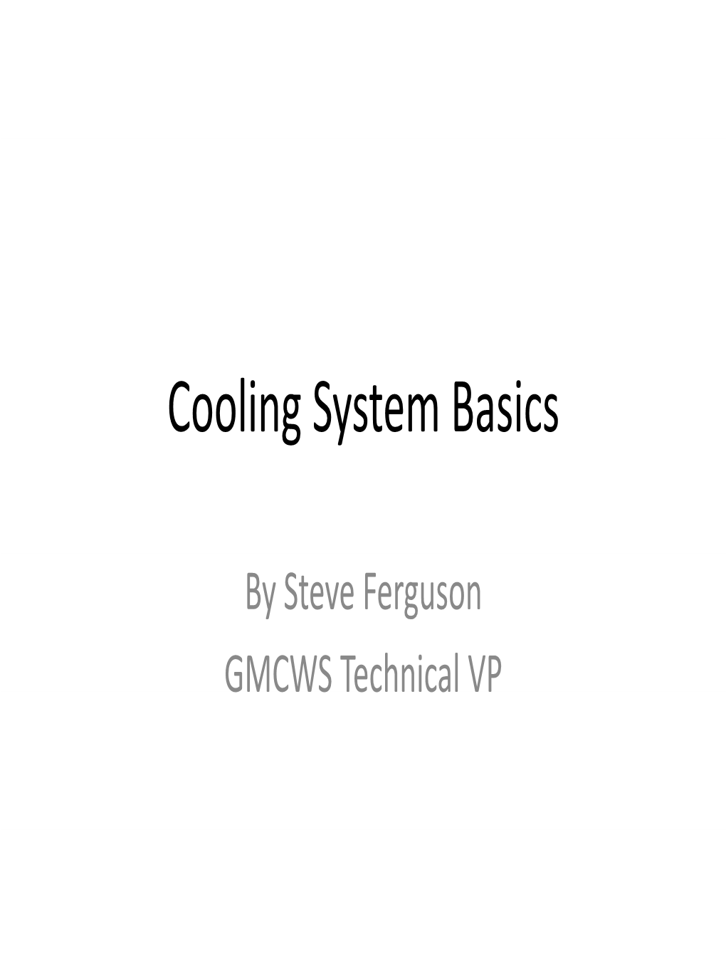 Cooling System Basics