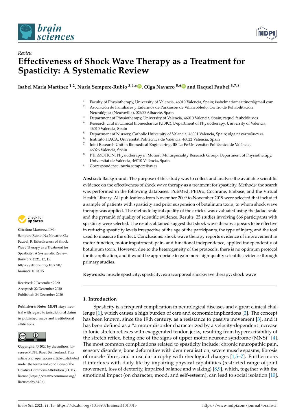 Effectiveness of Shock Wave Therapy As a Treatment for Spasticity: a Systematic Review