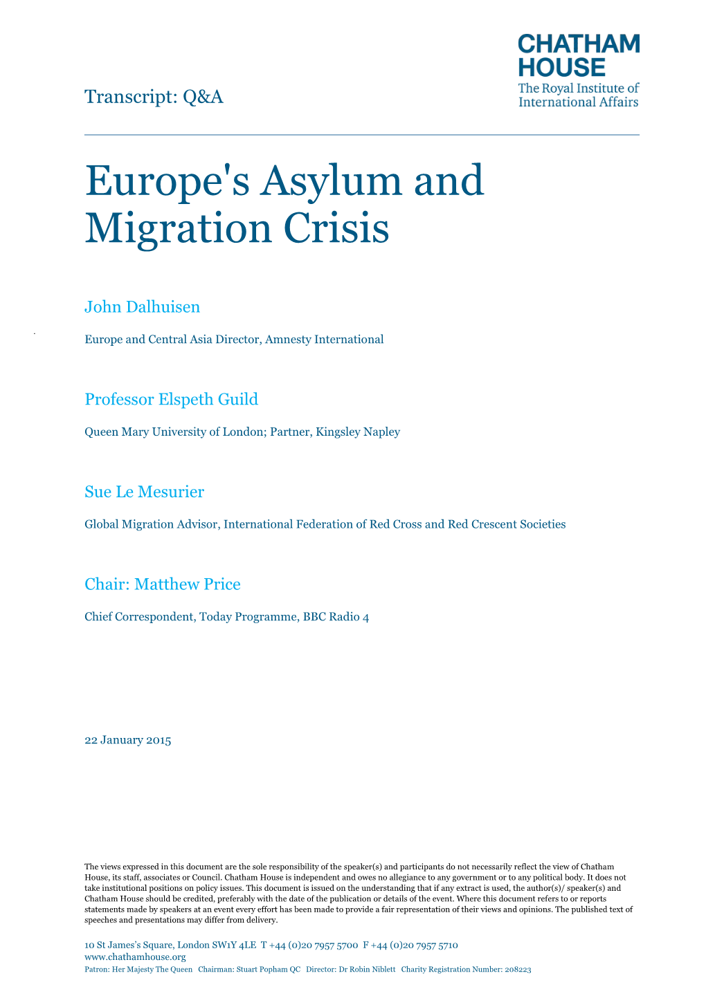 Europe's Asylum and Migration Crisis