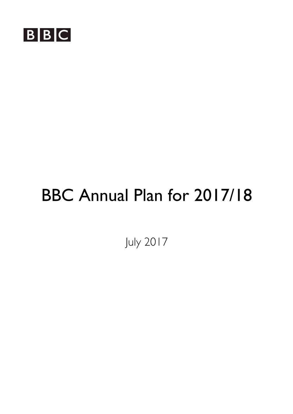 BBC Annual Plan for 2017/18