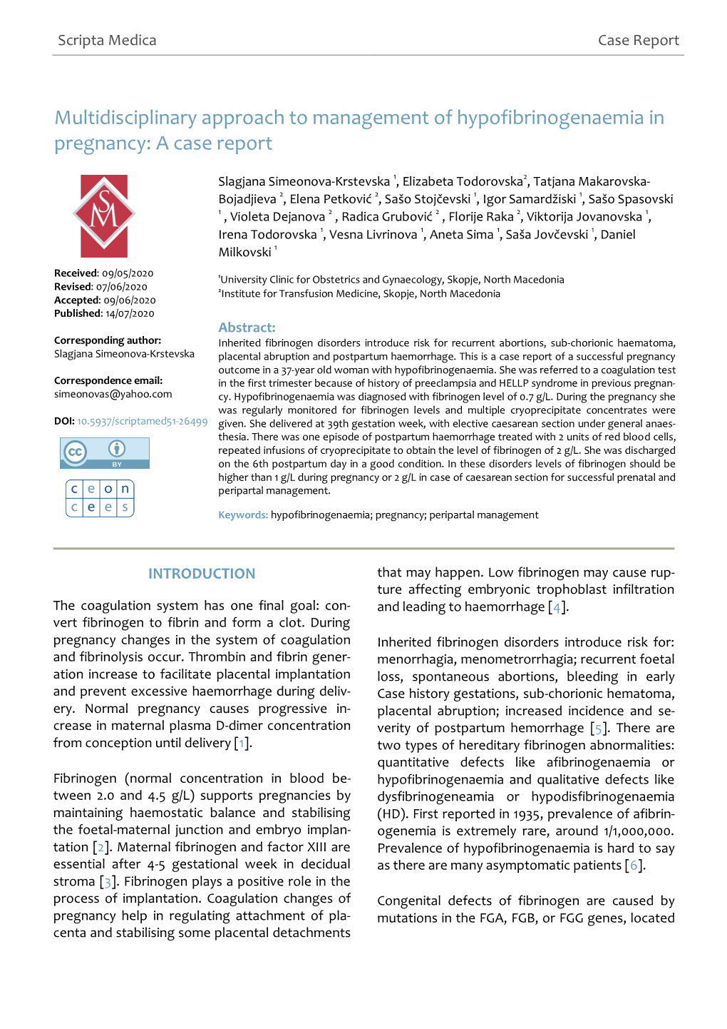 Multidisciplinary Approach to Management of Hypofibrinogenaemia in Pregnancy: a Case Report